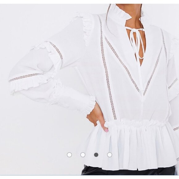 In The Style x Lorna Luxe ruffle trim blouse in white Size 20 New - Picture 3 of 16